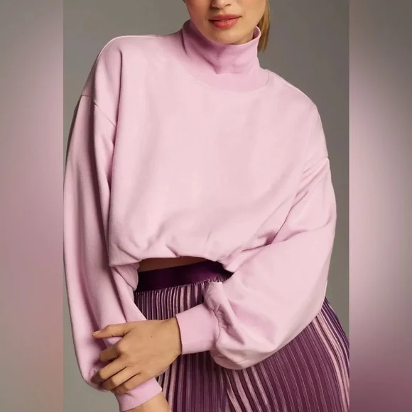 Anthropologie Pilcro Funnel-Neck Bubble-Hem Pullover, BLUE, XS NWOT - Picture 3 of 7